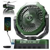3-in-1 Camping Fan - Portable Fans Rechargeable - 24000mAh Battery Powered Fan(105Hrs) with Light & Remote for Indoor, Outdoor, Tent, Travel, Fishing, Jobsite. Cable & Charger Not Included. - Retail: 