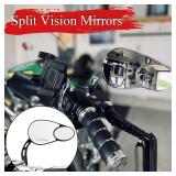 Split Vision Rearview Mirrors fits for Harley 1982-2025 Most Models Road King Street Glide Road Glide Softail Iron 1200 Iron 883 Deluxe Fat Boy Sport Glide XG750 XG500 Sportster, Black - Retail: $45