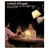 UMEXUS 10" Small Ceramic Cordless Table Lamp with Timer, Dimmer, Linen Shade, Remote Control, Rechargeable Battery Light for Patio Nightstand Kitchen Counter Living Room Side Table, Bulb Included