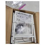 Nightstand with Charging Station,LED White Nightstand with 3 Fabric Drawers PU Finish, Bedside End Tables, 2-Tier Open Storage Shelf Side Table Nightstand with Drawers for Bedroom,White