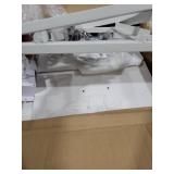 Nightstand with Charging Station,LED White Nightstand with 3 Fabric Drawers PU Finish, Bedside End Tables, 2-Tier Open Storage Shelf Side Table Nightstand with Drawers for Bedroom,White