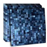 XUANINY 5-Sheet Peel and Stick Backsplash Tiles Dark Blue Surface Aluminum Mosaic Sticker for Kitchen (11.61\"x11.61\" Per Sheet, Pack of 5pcs) (Dark Blue)