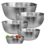 Greentainer 5-Piece Stainless Steel Mixing Bowls Set for Kitchen, Nesting Bowls for Mixing, Baking, Prepping, Cooking and Serving Food, Metal Mixing Bowls Dishwasher Safe