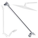 16 Inch Solid Brass Adjustable Shower Head Extension Arm with Lock Joints, Extra Long Shower Extension Pipe, Flexible Height/Angle Shower Arm Extender, Universal Connection to all Shower Heads, Chrome