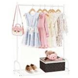 Becomrock Kids Clothing Rack, Small Clothes Shelf with Metal Storage Shelf, Kids Dress Up Storage Rack, (White)