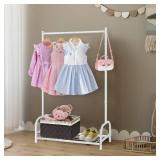 Becomrock Kids Clothing Rack, Small Clothes Shelf with Metal Storage Shelf, Kids Dress Up Storage Rack, (White)