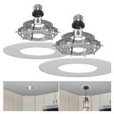 YIIZON 5 and 6 inch Recessed Can Light Conversion Kit, Ceiling Light Fixture Upgrade, Pendant & Hanging, 7¾ Inch Flat Steel Ceiling Medallion, White Finish 2 Packs