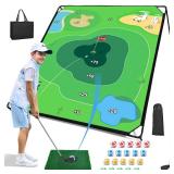 Liberry Golf Chipping Game with Large Chipping Mat, 2 Adjustable Clubs, 20 Sticky Balls, Outdoor Indoor Sports Training Toy Gift for Adults Kids, Family Yard Target Game