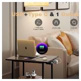 PESRAE Floor Lamp with Table, End Tables with Charging Station(USB & Type-C & AC Port), 3 Color Temperatures 9W LED Bulb, Modern Shelves Side Table for Bedroom, Living Room