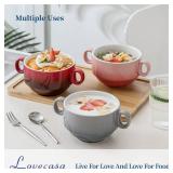 LOVECASA Multi-Color 12 OZ Soup Bowls with Handles, Ceramic Small French Onion Soup Bowls, Mini Soup Mugs Serving Bowls for Kitchen, Microwave & Dishwasher Safe,Set of 5
