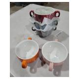 LOVECASA Multi-Color 12 OZ Soup Bowls with Handles, Ceramic Small French Onion Soup Bowls, Mini Soup Mugs Serving Bowls for Kitchen, Microwave & Dishwasher Safe,Set of 5