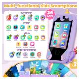 Kids Phone for Girl Toys, Christmas Birthday Gifts for Age 3-10 Year Old Girls Boys Toys, Kids Toddler Smart Phone, Detective Educational Learning Toys with 2.8\" Touchscreen, Music Video Game (Purple