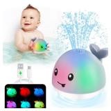 ANGGIKO Baby Bath Toys, Toddler Bath Toys for Kids Ages 1-3, Valentines Day Gifts for Babies, 1 2 3 Year Boy Girl Gifts Baby Toy 6-12-18 Months Light Up Whale Bath Toy Sprinkler Bathtub Pool Water Toy