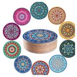 Ambielly Coasters for Drinks Cup Coaster Colorful Cork Vintage Ethnic Design Coasters Value Pack for Coffee Bar, Home Decor, Housewarming,10pcs/Set, 5.12\"/13cm (Cork Coaster-10 pcs)