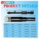 DKIBBITH 7 Pack Dry Diamond Drill Bits & Tile Drill Bits Set for Ceramic, Porcelain, Marble, Granite, Stone, Glass - Round Shank 3/16\", 1/4\"(x2), 5/16\", 3/8\", 1/2\"+1 Pack Masonry Drill Bit 1/4\"