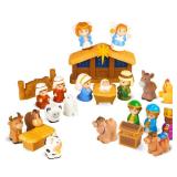 COOLTUNE Nativity Set for Kids 25 Piece Christmas Nativity Playset with Figures, Soft Rubber Jesus Story Play Toys for Toddlers, Children, Baby Girls Boys Ages 1 2 3 4 5 6+ at Home & Sunday School