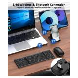 Foldable Keyboard and Mouse, Folding Wireless Keyboard Mouse Combo with Portable Case, Rechargeable 2.4G Wireless+Bluetooth Multi-Device Combo for Windows, iOS, Android, macOS PC/Laptop/Tablet