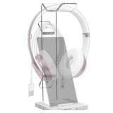 GeekDigg Headphone Stand Gaming Headset Holder For Desk Cable Organizer & Cellphone Stand for All Headphones Size headphone Holder Set for Gaming PC Accessories Gaming Station Transparent