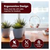 GeekDigg Headphone Stand Gaming Headset Holder For Desk Cable Organizer & Cellphone Stand for All Headphones Size headphone Holder Set for Gaming PC Accessories Gaming Station Transparent