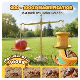 Handheld Digital Mini Microscope for Kids: 1000X 4K Portable Pocket 2.4\" Screen Microscopes Toys STEM Electronic Learning Educational Science Kit 8-12 Birthday Gift 4 5 6 7 Year Old Boy Girl (Yellow)