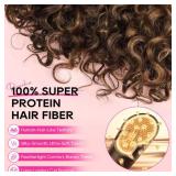 REECHO Curly Hair Extensions - 4PCS 14\" GoGo Curly Clip in Hair Extensions 100% Super Protein Hairpieces with Invisible Lace Weft Silky Soft Natural Look - Chocolate Brown with Golden Highlights