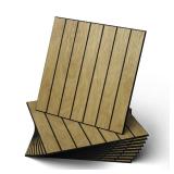 WADILE Peel and Stick Wood Slat Wall Panels 12\"x12\" (30x30cm) Decorative PVC Soundproof Self-Adhesive for Living Room Bedroom Accent Wall 10 Pack Light Oak