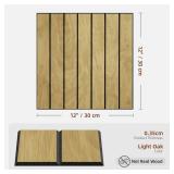 WADILE Peel and Stick Wood Slat Wall Panels 12\"x12\" (30x30cm) Decorative PVC Soundproof Self-Adhesive for Living Room Bedroom Accent Wall 10 Pack Light Oak