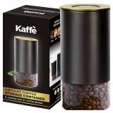 Kaffe Glass Coffee Canister (12oz) w/Airtight Lid - Click to Release Seal - BPA Free Glass & Stainless Steel - Elegant Kitchen Storage Container for Coffee, Nuts, Rice, Flour, Sugar, Tea, Cereal