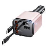 Retractable Car Charger Adapter for iPhone 17,4 in 1 Fast Charging Car Phone Charger,69W USB C Car Truck Accessories,Road Trip Essentials Gift for Men Women for iPhone 17 Pro Max/16/15/14/13/12,Galaxy