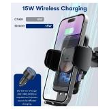 ZeeHoo Wireless Car Charger,15 W Fast Charging Auto-Clamping Car Mount,Windshield Dash Air Vent Phone Holder for iPhone 14 13 12 Mini 11 Pro Max XS XR 8,Samsung S22 S21 S20 Note 20 10 9 8