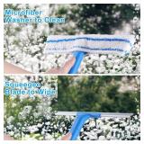 Mitclear Window Cleaner with Long Handle(57IN), Glass Cleaning Tools with Silicone Squeegee & Microfiber Scrubber, Window Cleaning Kit for Shower Glass Mirror Door Car