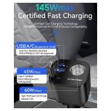 145W Retractable Car Charger, 4-in-1 Fast Car Charger & Cigarette Lighter Plug, 25.6\" Retractable Cord, Travel Essentials Gifts, Compatible with All Phone Models, Phone 16/15/14/13/12/11,Galaxy,Pixel