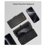 Doohoeek Universal Bluetooth Keyboard for Samsung Galaxy Z Fold, iPad mini 7 2024 & Phones, Dual Bluetooth Mini Keyboard with Any-Angle Kickstand & Leather Cover for Android, Windows and iOS