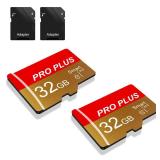 2 Pack TF Card 32GB with Adapter, High Speed Memory Card, UHS-I C10 A1 Memory TF Card for Tablet/Mobile Phone/Camera/Car Audio/Game Console (TF162 Red Gold 32GB)