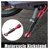 Motoforti Universal Adjustable Kickstand Side Support Stand Set for Motorcycle CNC Aluminum Alloy Red Black