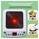 CUTE STONE Pretend Play Kitchen Toy with Cookware Steam Pressure Pot and Electronic Induction Cooktop, Cooking Utensils, Toy Cutlery, Cut Play Food, Shopping Basket Learning Toy for Girls Boys