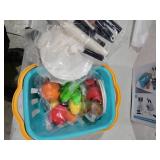 CUTE STONE Pretend Play Kitchen Toy with Cookware Steam Pressure Pot and Electronic Induction Cooktop, Cooking Utensils, Toy Cutlery, Cut Play Food, Shopping Basket Learning Toy for Girls Boys