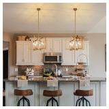 Klgxnrd 6-Light Gold Pendant Light, Modern Farmhouse Dining Room Light Fixtures Over Table, Industrial Metal Geometric Kitchen Chandelier for Entryway Hallway Foyer Bedroom