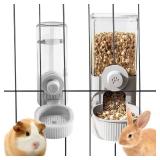 Hanging Cage Automatic Pet Food Water Dispenser, 41oz Hanging Automatic Food Dispenser, 18oz Pet Water Bottle for Cage Crate, Suitable for Kitten Rabbit Chinchilla Hedgehog Ferret (Grey, 41Oz)