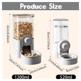 Hanging Cage Automatic Pet Food Water Dispenser, 41oz Hanging Automatic Food Dispenser, 18oz Pet Water Bottle for Cage Crate, Suitable for Kitten Rabbit Chinchilla Hedgehog Ferret (Grey, 41Oz)