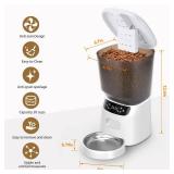 Automatic Cat Feeder, Cat Food Dispenser with Stainless Steel Bowl, Timed Portion Control 20 Portions 6 Meals Per Day, Voice Recorder, Dual Power Supply for Small Dogs (Black)