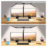 Micomlan Led Desk Lamp with Clamp, Architect Desk Lamp for Home Office with Atmosphere Lighting, 24W Ultra Bright Auto Dimming Computer Light Stepless Dimming and Tempering LED Table Light
