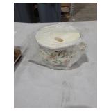 VIKKSAER 2.8 Qt Vintage Enamel Simmer Pot, Green Floral Enamel Stock Pot, Deep Vintage Cookware With Dural Handle for Stove Top, Ideal for 1-3 People