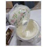 VIKKSAER 2.8 Qt Vintage Enamel Simmer Pot, Green Floral Enamel Stock Pot, Deep Vintage Cookware With Dural Handle for Stove Top, Ideal for 1-3 People