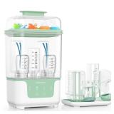 Momcozy Bottle Sterilizer and Dryer, Modular Nesting Space Saving Design, 6 Bottles Capacity, 4 in 1 Compact Sterilizer for Baby Bottles, Breast Pump Parts & Newborn Essentials, Drying Rack Included