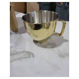 5QT Stainless Steel Mixer Bowl Compatible with Kitchen aid Stand Mixers Kitchenaid Replacement Bowl for 4.5-5 QT Tilt-Head Mixer with Handle, Gold