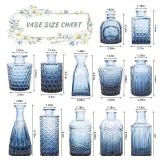 SUPMIND Glass Bud Vase Set of 12, Small Blue Flower Vases for Centerpieces in Bulk, Mini Vintage Vase for Wedding, Home,Table Decoration
