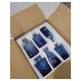 SUPMIND Glass Bud Vase Set of 12, Small Blue Flower Vases for Centerpieces in Bulk, Mini Vintage Vase for Wedding, Home,Table Decoration