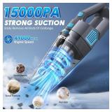 Gxzsk Handheld Vacuum Cordless, 15000PA Strong Suction Hand Held Car Vacuum Cleaner Rechargeable, Portable Hand Vacuum with Multi-Nozzles & Washable Filter for Home Office, Car, Pets
