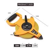 LAND 165FT/50M Heavy Duty Fiberglass Tape Measure - 1/2-Inch Wide, Dual Inch/Metric Scale, Durable Open Reel Measuring Tape for Surveying, Engineering, Runway Construction